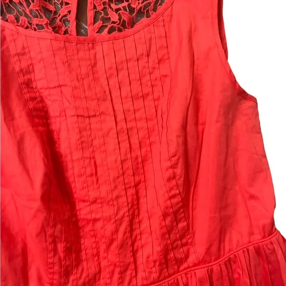 Moulinette Souers Sweet Enticement by Anthropologie red orange pleated dress - Picture 3 of 6